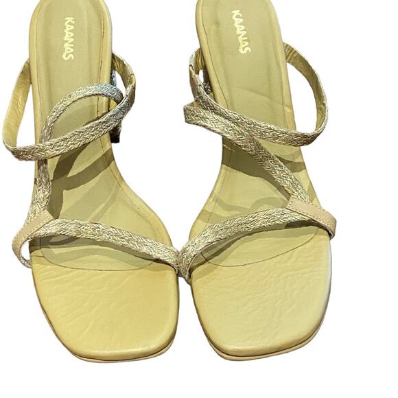 Kaanas Womens 11 slip on Chunky Heel with gold and rope 3.75” heel NWOT - Picture 2 of 5